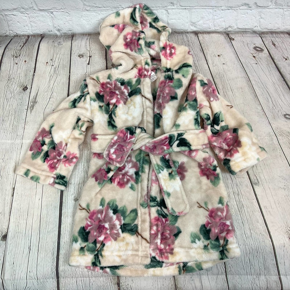 Blankets & Beyond Floral Baby Robe Pale Pink Belt Attached 12M
